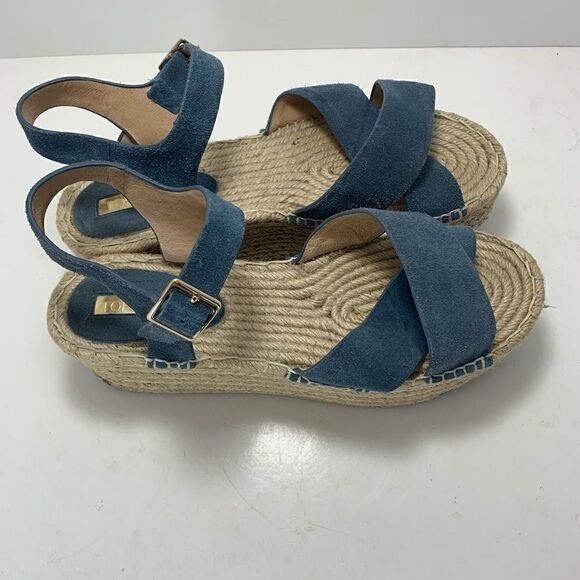 TOPSHOP Wolf Espadrille Platform Sandal Blue Suede size 9.5 - Picture 6 of 11